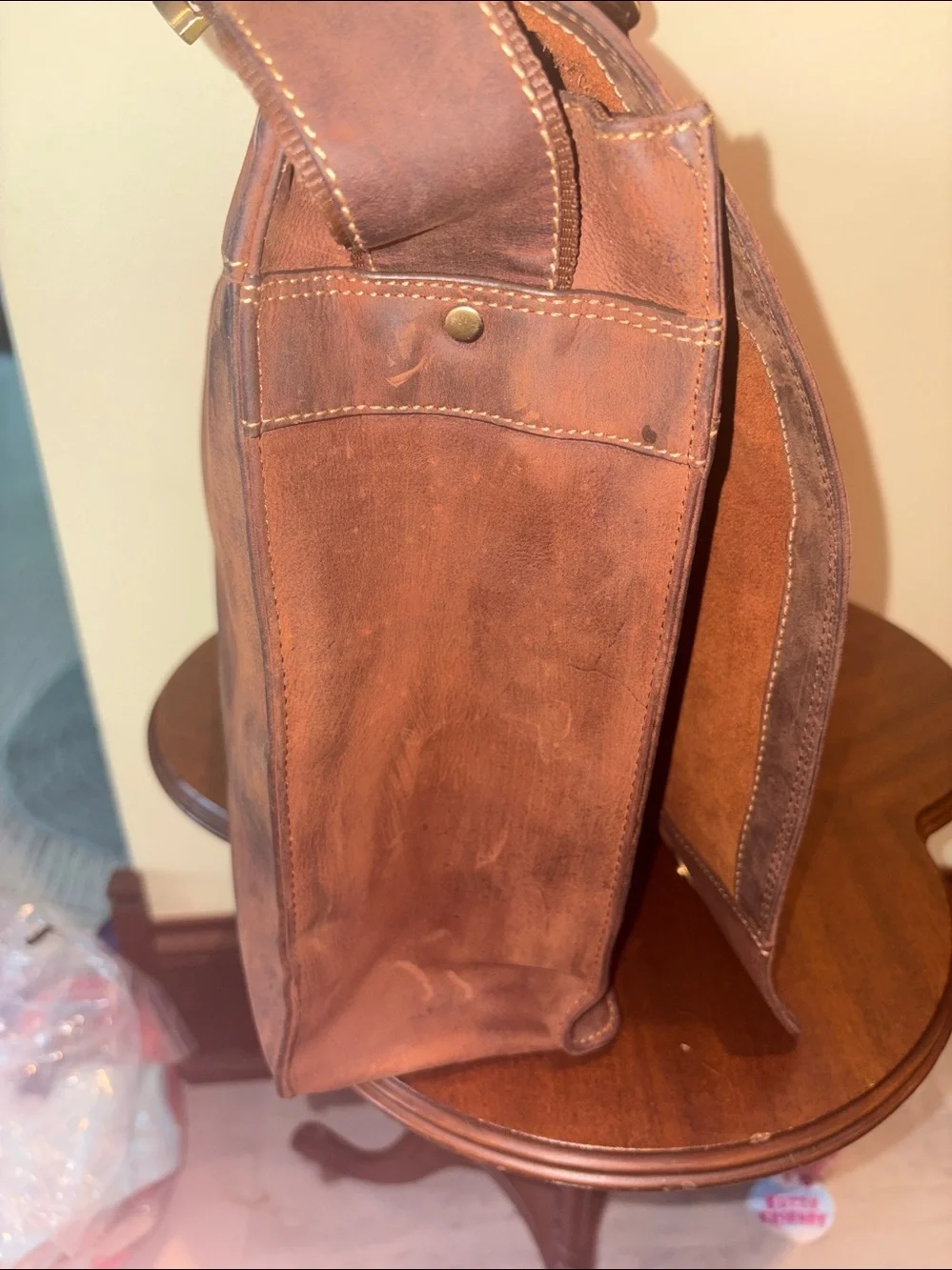 Visconti Messenger Bag Mens Classic Leather Crossbody bag brown leather + Suede
